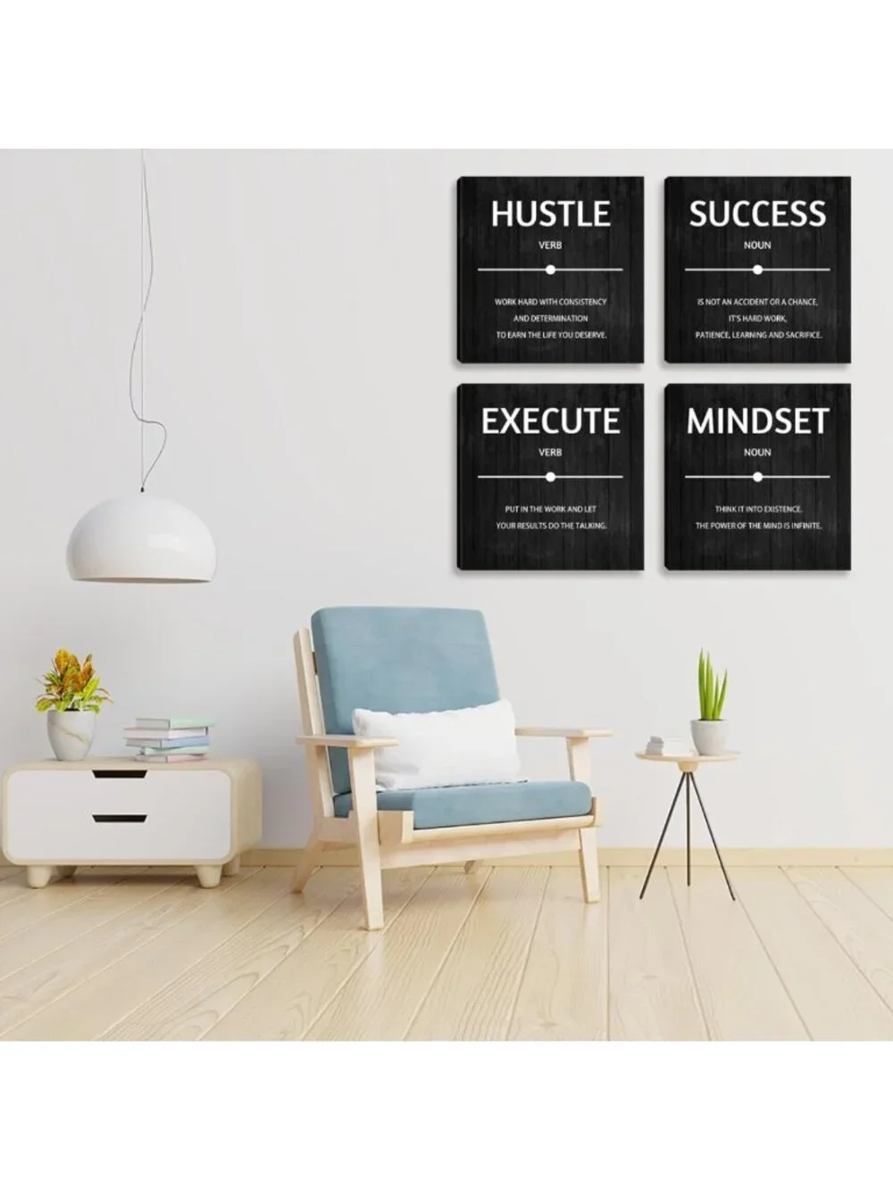 Inspirational Motivational Wall Art Set - 4 Modern Canvas Posters for Home